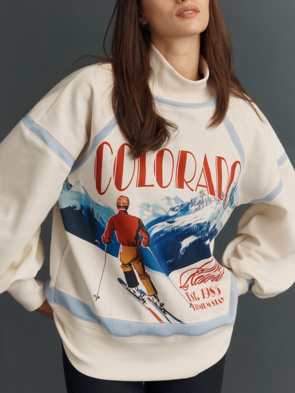 New Anthropologie x Daily Practice Base Plate Graphic Sweatshirt Colorado XS